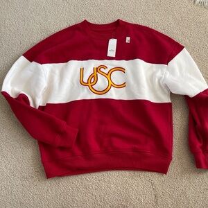 Hollister Red and White Crewneck Sweater